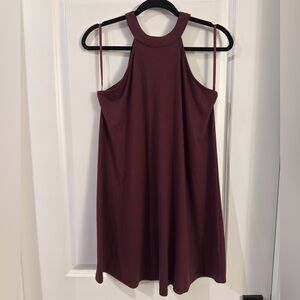 Burgundy Halter Neck Dress - Size Medium
